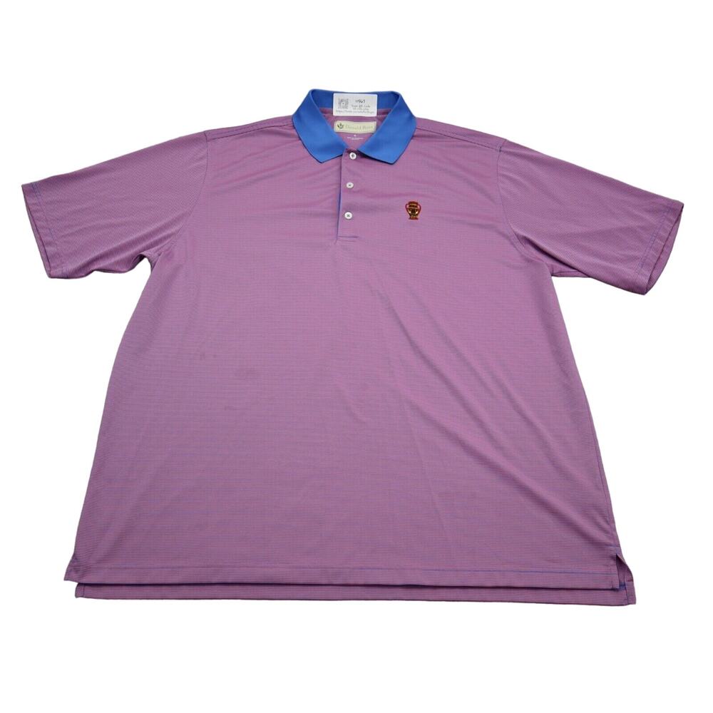 Donald Ross Shirt Mens XL Red Blue Microstripe Polo Short Sleeve Collared Golf